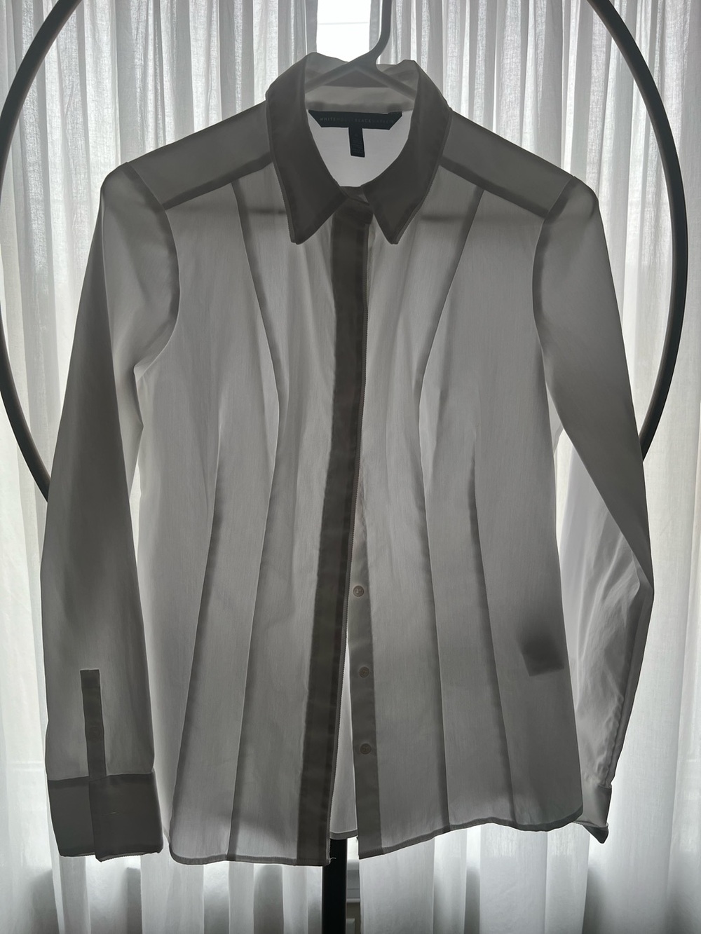 White House Black Market Sheer White Button-Front shirt